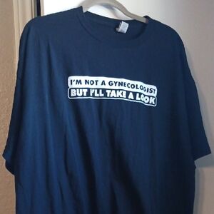 Gildan Dark Blue Men's T-Shirt with Bold Text